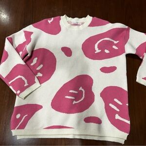 moon & madison Pink and White Patterned Sweater